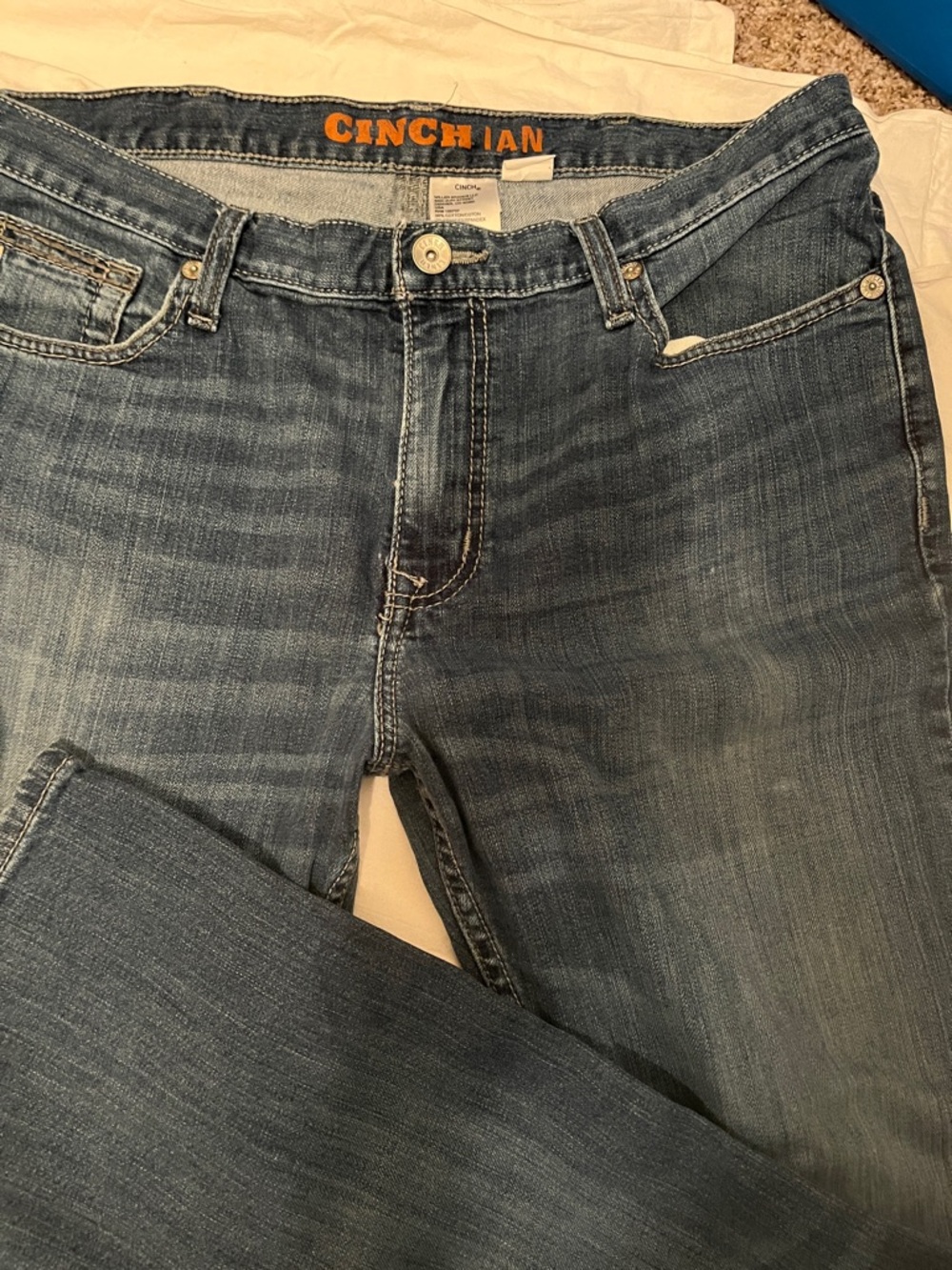Cinch Ian Mens  Boot Cut Jeans in Light Blue Wash
Size 36x36